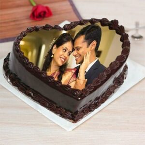 Heart Shaped Chocolate Photo Cake